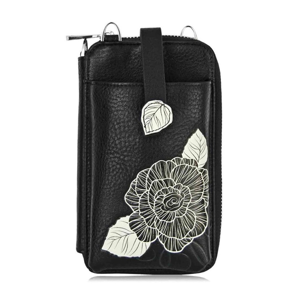 ESPE Omi Mini Phone Pouch Zip Wallet with Shoulder Strap in Vegan (faux) Leather